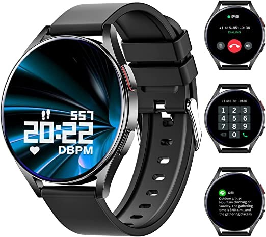 ANDFZ Smart Watch, (Call Receiving/Dialing) Men's Smart Watch, 1.35 Inch (Approx. 3.4 cm) Full Circle HD Screen Smart Watch, For Android Phone, With Talk/Text/AI Voice/Body Temperature, Fitness Tracke